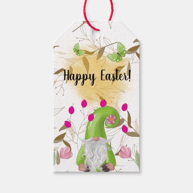 Felz pascoa com a etiqueta Bunny, Gnome e Iris Gif (Frente)