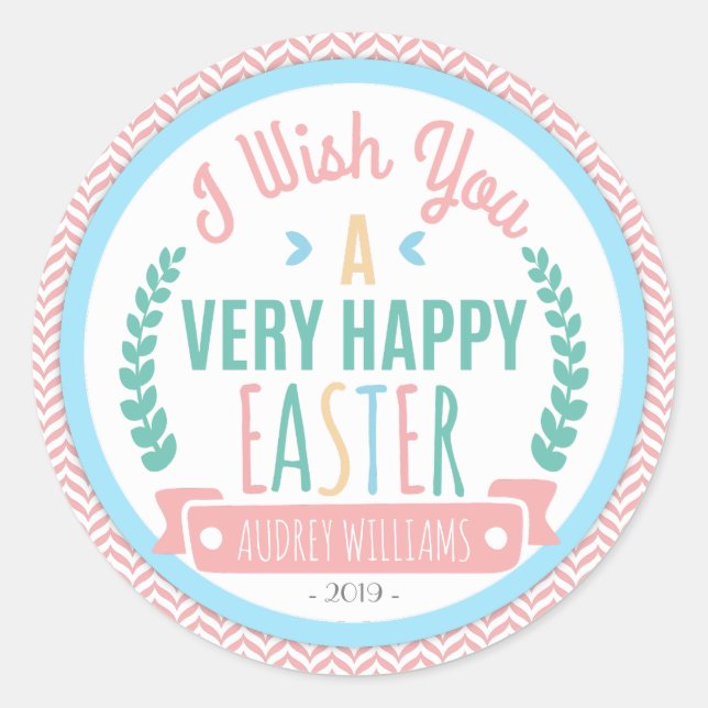 Felz pascoa | Etiqueta de Favor de Desejo de Pásco (Frente)