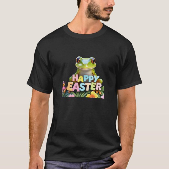 Felz pascoa Floral Cheio Sapo Mens T-Shirt (Frente)