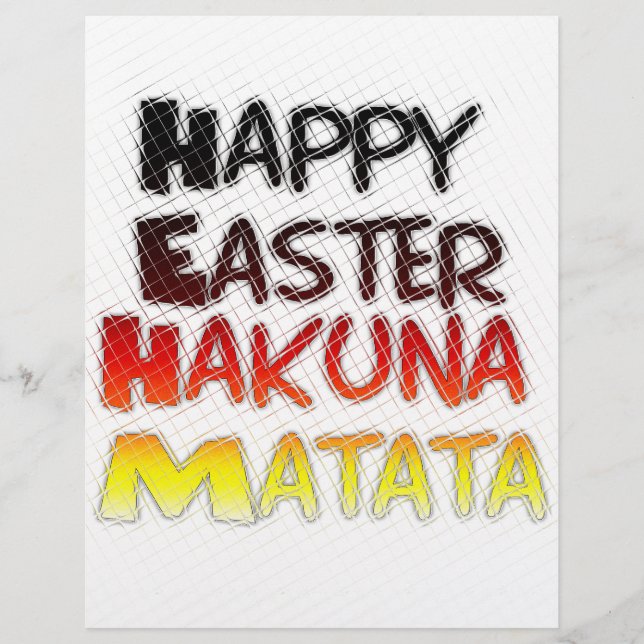 Felz pascoa: Hakuna Matata Text Art Design (Frente)