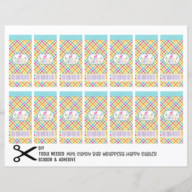 Felz pascoa Mini Candy Chocolate Bar Wrappers DIY (Frente)