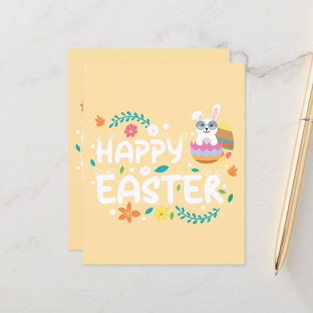 Felz pascoa, Ovos, Borninhos E Flores (Frente/Verso In Situ)