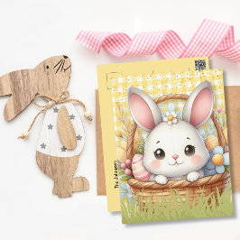 Felz pascoa vibrante no cartão postal amarelo de f