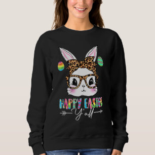 Felz pascoa Yall Funny Bunny Leopard Camisetas Kid