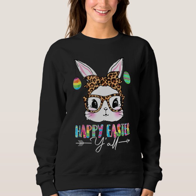 Felz pascoa Yall Funny Bunny Leopard Camisetas Kid (Frente)