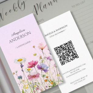 Feminina de flor selvagem QR Cartão de visita Vert