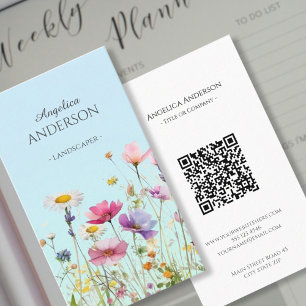 Feminina de flor selvagem QR Cartão de visita Vert