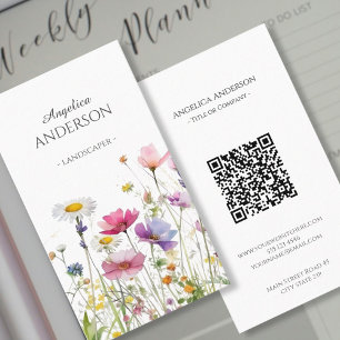 Feminina de flor selvagem QR Cartão de visita Vert