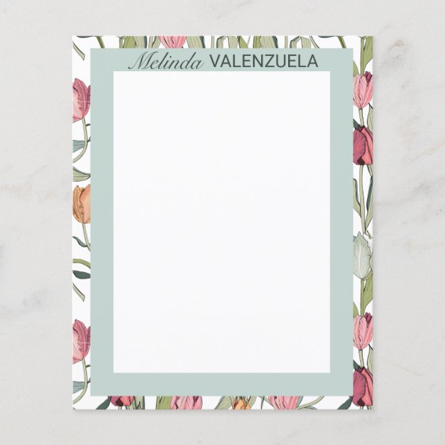 Feminina Tulip Floral Watercolor Personalizada (Frente)