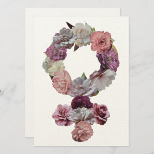 Feminista - Símbolo Venus Feminino com Flores