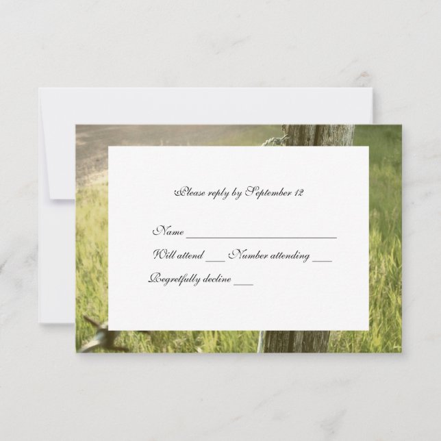 Fencepost, Barbed Wire Rustic Rsvp com envelope (Frente)