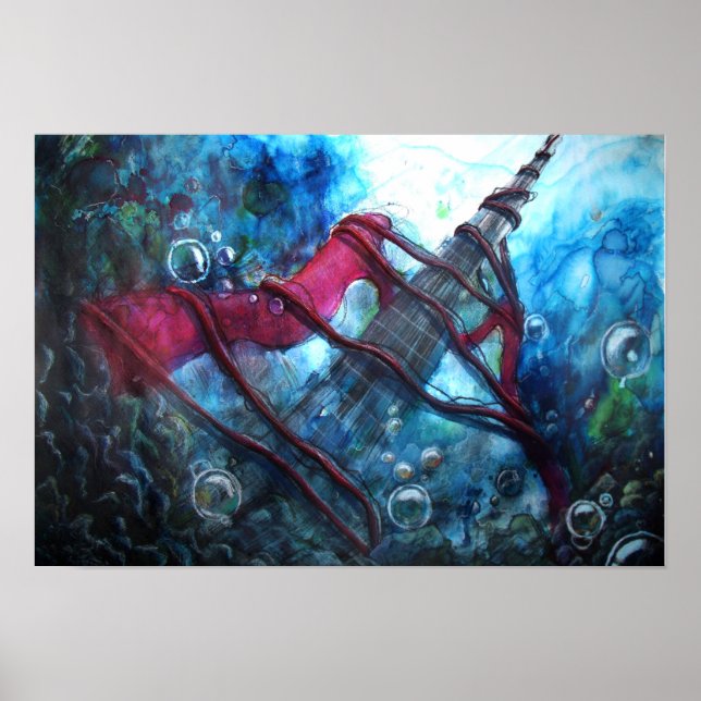 Fender Strat Watercolor Poster (Frente)