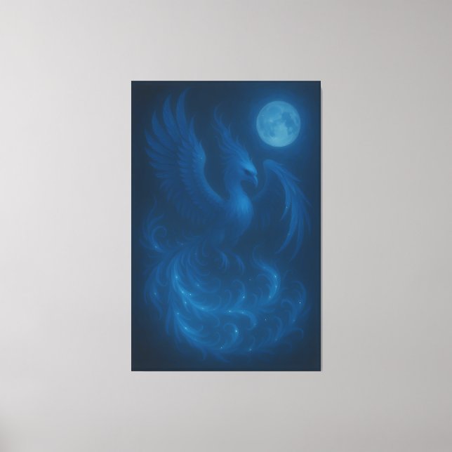 Fênix da Lua Azul · Impressão em Tela de Arte Fina (Frente)