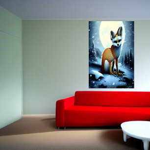 Fennec Fox na montanha de neve   AI Art Poster