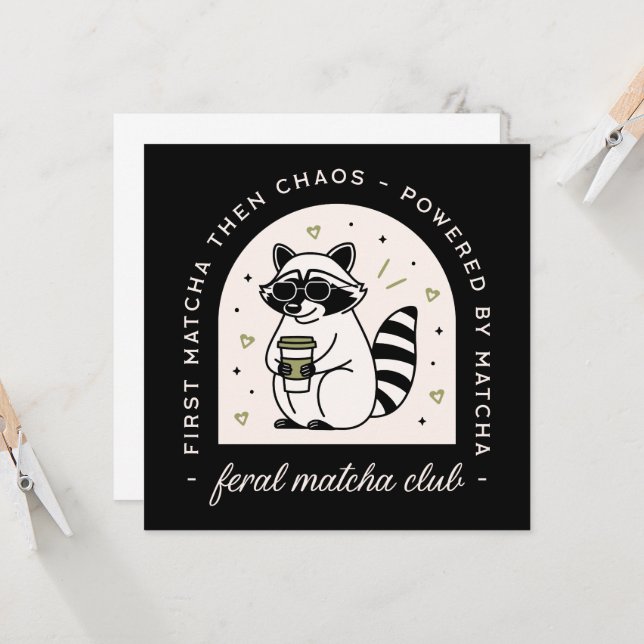 Feral matcha clube engraçado guaxinim ama sarcasmo (Frente/Verso In Situ)
