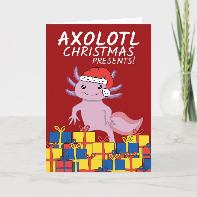 Feriado Axolotl bonito apresenta cartão de Natal (Frente)