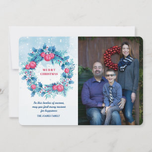 Feriado Azul com Cartão de Feriado de Fotos de Bol