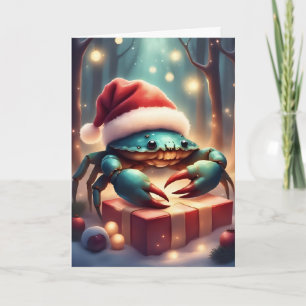 Feriado de caranguejo papai noel - Cartão de Natal
