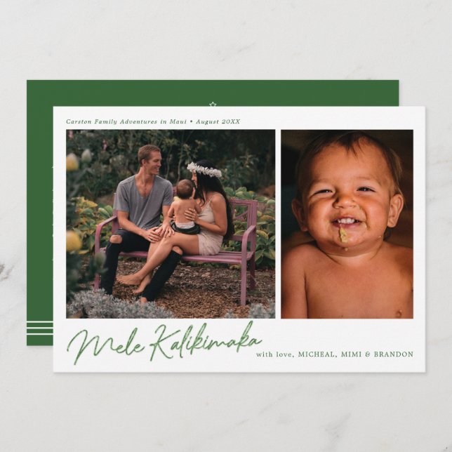 Feriado de Foto Moderno Mele Kalikimaka 2 (Frente/Verso)