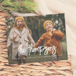 Feriado de Fotografia com Nome da Família com Letr<br><div class="desc">Cheio foto e nome da família de script cartões de natal de Natal. Substitua por suas fotos e deseje a seus amigos e família um feliz Natal, um feliz ano novo ou qualquer texto personalizado ou saudação alternativa para este feriado! Este design de orçamento mostra uma ou duas das suas...</div>