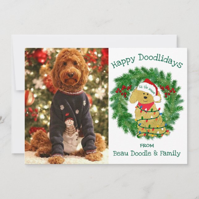 Feriado de Goldendoodle com Luzes de Natal Persona (Frente)