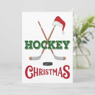 Feriado De Natal De Hockey Para Cartão De Jogadore