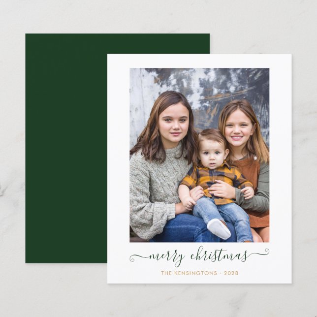 Feriado de Natal Feliz e Feliz Script Verde BUDGET (Frente/Verso)