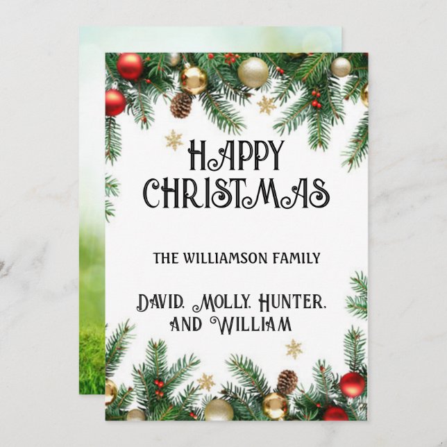 Feriado de Natal Feliz, Script de Cartão de Saudaç (Frente/Verso)