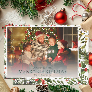 Feriado de Natal Floral com Aquarela Fotográfica M