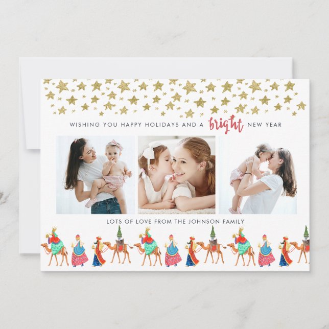 Feriado de Natal | Três Reis | 3 Cartão de Fotogra (Frente)