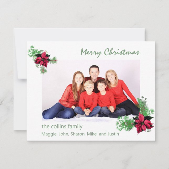 Feriado de Poinsettia e Holly Greenery (Frente)