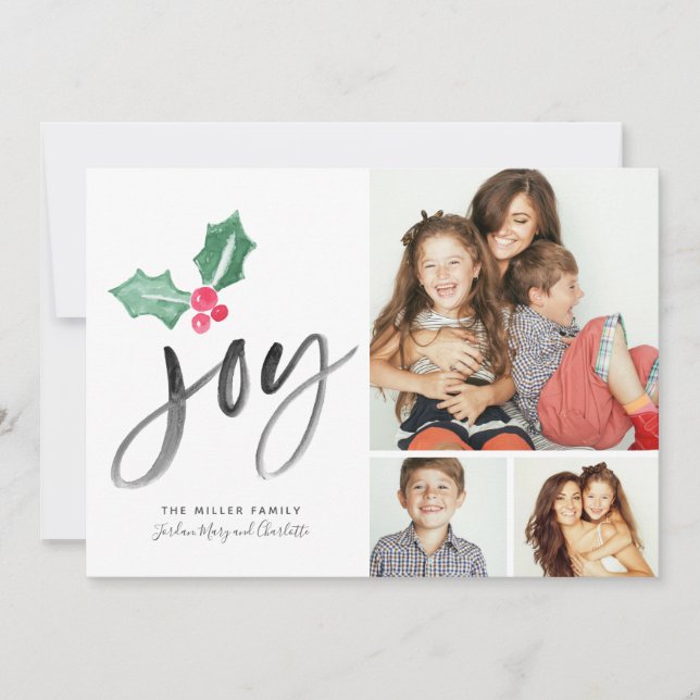 Feriado de Script de Joy Brush | 3 Cartões com fot (Frente)