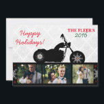 Feriado do motociclista dos cartões de foto de<br><div class="desc">Cartões de foto de Natal da motocicleta que revs realmente acima do estilo! Este cartão com fotos da colagem do feriado do motociclista apresentará seu estilo pouco frequente a todos seus amigos e família esta época natalícia! Mantenha na equitação!</div>