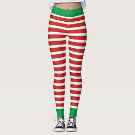 Feriado Elf Leggings Candy Cane de Natal