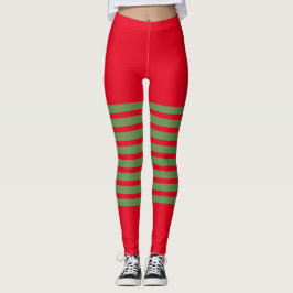 Feriado Elf Leggings Candy Cane de Natal