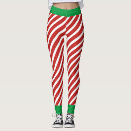 Feriado Elf Leggings Candy Cane de Natal