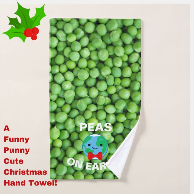 Feriado "Ervilha na Terra", Toalha de Mão Convidad (Deck the Halls (of your bathroom) with this cute, funny, festive and punny Christmas hand towel!)