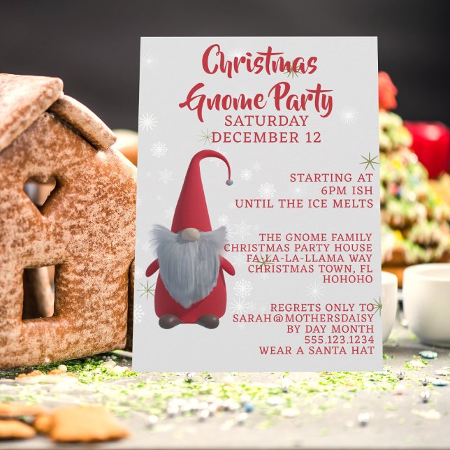 Feriado Feriado de Festa Gnomo de Natal Bonito (For your Gnome Party. Just add your details)