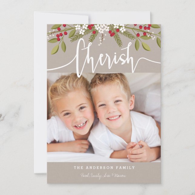 Feriado Natal Cherish 2 Cartão com fotos (Frente)