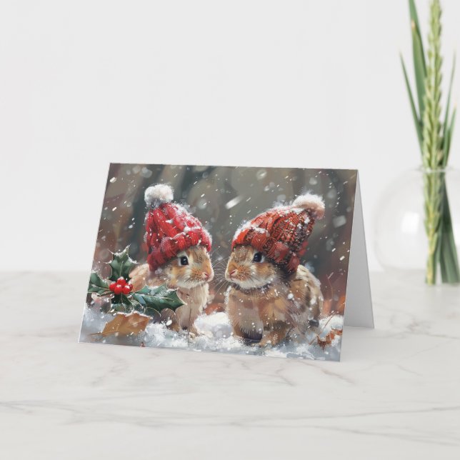 Feriado no Cartão de Natal da Neve (Frente)