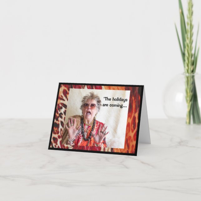 Feriado - Tinsel Humoroso em um Cartão de Saudação (Frente)