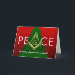 Feriado vermelho maçónico do Freemason dos cartões<br><div class="desc">Cartões de Natal maçónicos modernos, festivos que você pode personalizar! Os cartões de natal maçónicos personalizados são uma grande maneira de mandar seus desejos mornos à família e amigos. O design original descreve um símbolo do quadrado e do compasso do ouro sobre uma árvore de Natal moderna. A cor do...</div>
