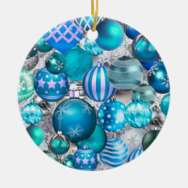 feriados de Enfeites de natal de aqua azul Elegant