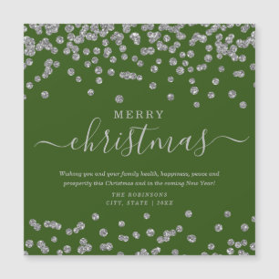 Feriados de Natal em prata simples verde brilhante