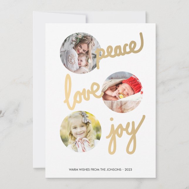 Feriados Dourados com Letra de Mão 3 Cartão de Col (Frente)