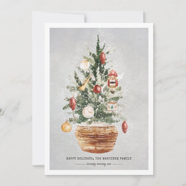 Feriados Felizes da Árvore de Natal Ficha de Natal (Frente)