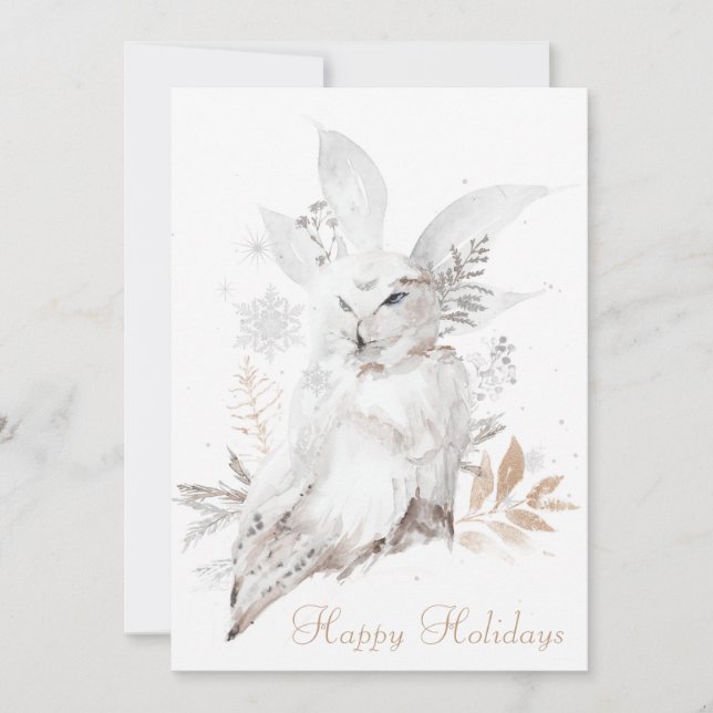 Feriados Felizes De Snowy Owl 5x7 Com Envelopes (Frente)