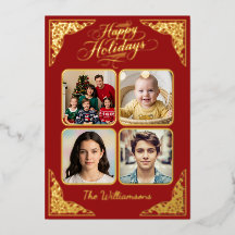 Feriados felizes Dourados, quatro fotos, vermelho,