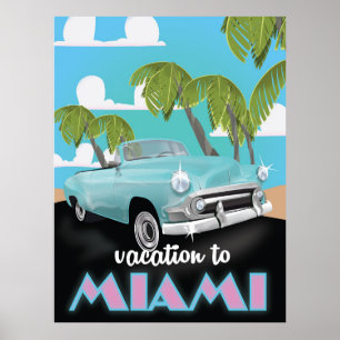 Férias ao poster de viagens de Miami