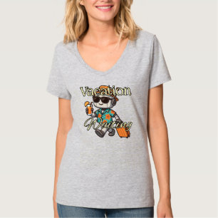 Férias Esperando Camiseta Feminina de Verão de R